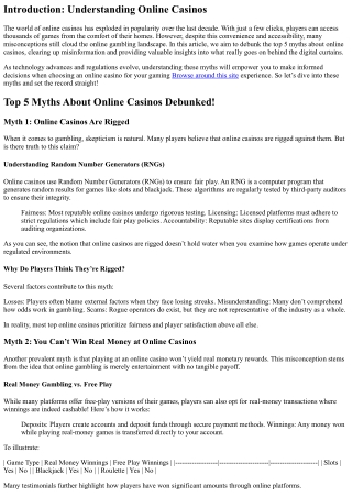 Top 5 Myths About Online Casinos Debunked!