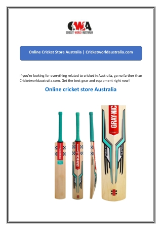 Online Cricket Store Australia  Cricketworldaustralia