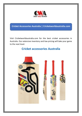 Cricket Accessories Australia  Cricketworldaustralia