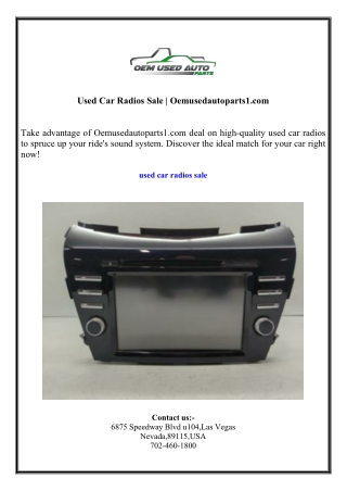 Used Car Radios Sale  Oemusedautoparts1.com