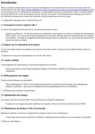 “Optimiser la vitesse du chargement du site web de votre mairie.”