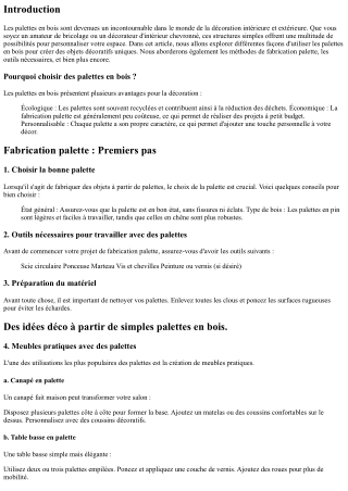 “Des idées déco à partir de simples palettes en bois.”