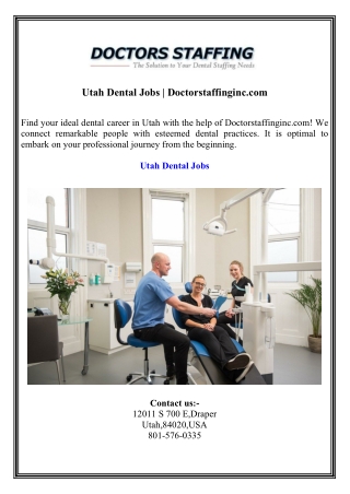 Utah Dental Jobs  Doctorstaffinginc.com