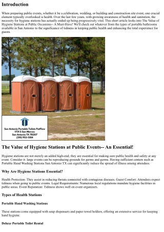 The Significance of Health Stations at Public Occasions-- A Must-Have!