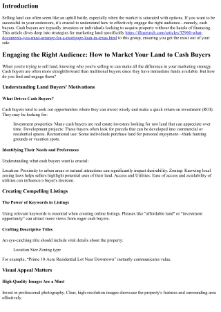 Engaging the Right Audience: How to Market Your Land to Cash Buyers