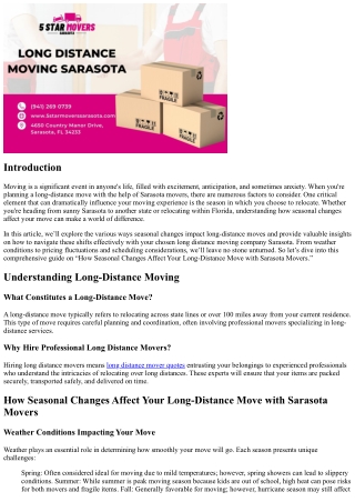 “How Seasonal Changes Affect Your Long-Distance Move with Sarasota Movers”