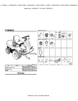 Kubota F1900D2 Front Mower Parts Catalogue Manual Instant Download