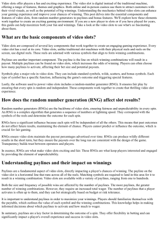 Learn how to play video slots: from basic spins to bonus wins