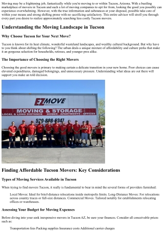 Finding Affordable Tucson Movers: Your Guide to Cheap and Reliable Moving Servic
