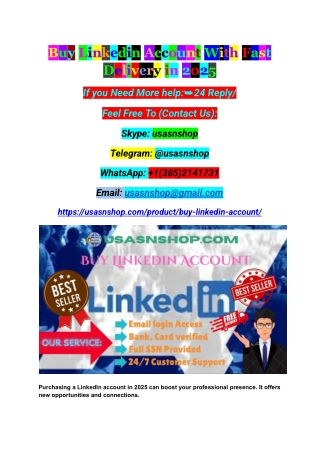 Buy Linkedin Account With Fast Delivery in 2025