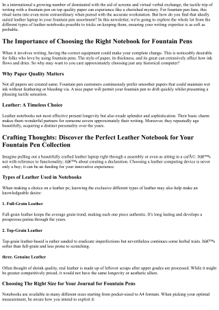 Crafting Thoughts: Discover the Perfect Leather Notebook for Your Fountain Pen C