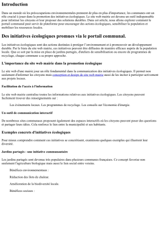 “Des initiatives écologiques promues via le portail communal.”
