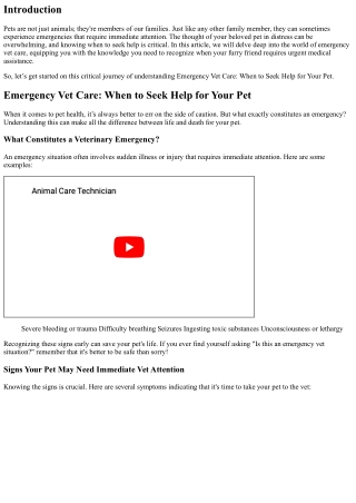 Emergency Vet Care: When to Seek Help for Your Pet