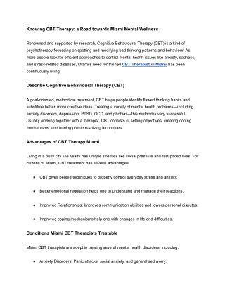 CBT Therapist in Miami