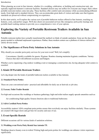 Exploring the Range of Portable Bathroom Trailers Available in San Antonio