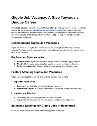 Gigolo Job Vacancy