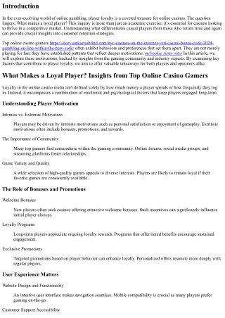 “What Makes a Loyal Player? Insights from Top Online Casino Gamers”