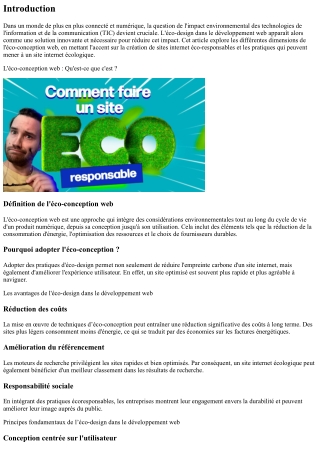 L'éco-design dans le développement web : Une nécessité moderne