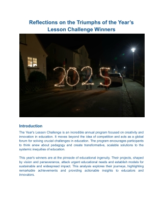 Reflections on the Triumphs of the Year’s Lesson Challenge Winners