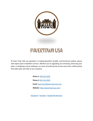 Get the Best Professional Paver Installation Services with the Pavertown USA