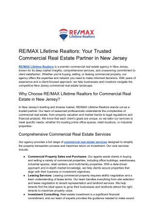 Commercial real estate agency New Jersey