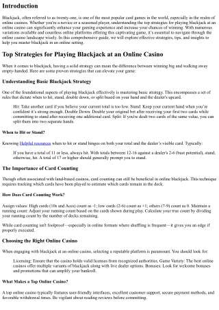 “Top Strategies for Playing Blackjack at an Online Casino”