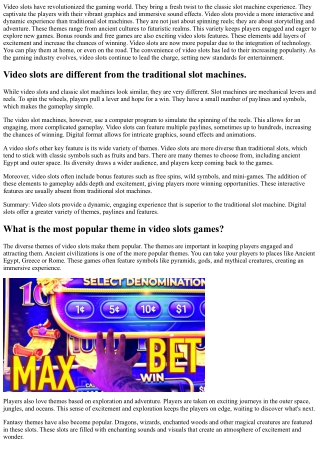 Beyond the Spin: The Magic of Modern Video Slots