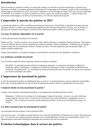 Comprendre le marché des palettes en 2023