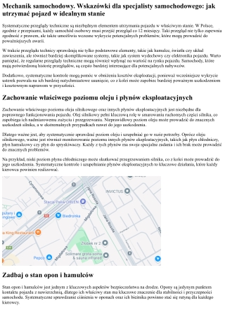 Auto serwis. Porady dla mechanika samochodowego: jak utrzymać pojazd w doskonały