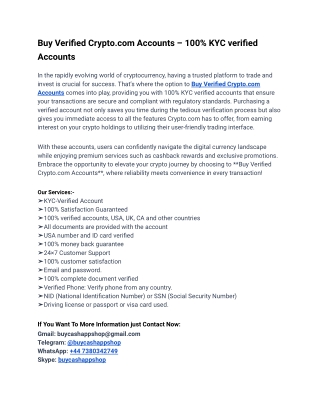 Quick and Easy Ways to Buy Verified Crypto.com Accounts