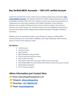 Quick and Easy Ways to Buy Verified MEXC Accounts