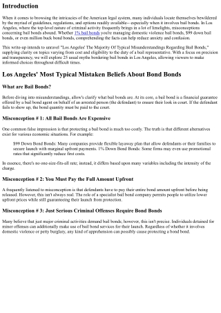 Los Angeles' The Majority Of Usual Misconceptions Regarding Bail Bonds