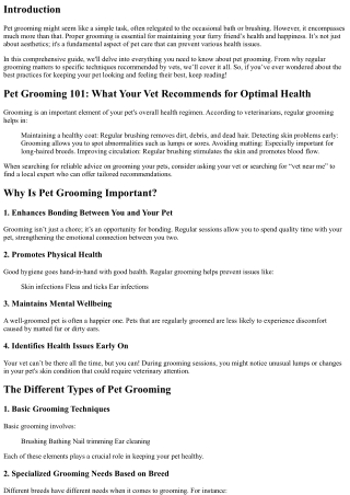 Pet Grooming 101: What Your Vet Recommends for Optimal Health