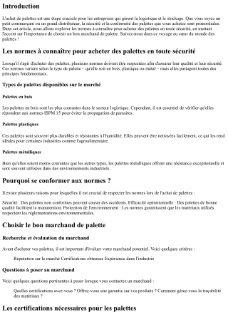 Les normes à connaître pour acheter des palettes en toute sécurité