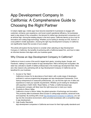 App Development Company In California: A Comprehensive Guide to Choosing the Rig