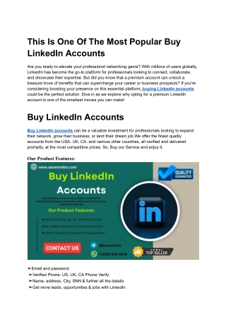 Key Features Of Buy LinkedIn Accounts