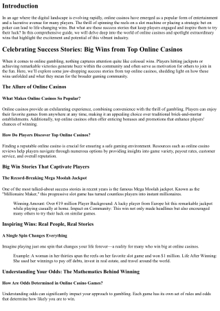 “Celebrating Success Stories: Big Wins from Top Online Casinos”