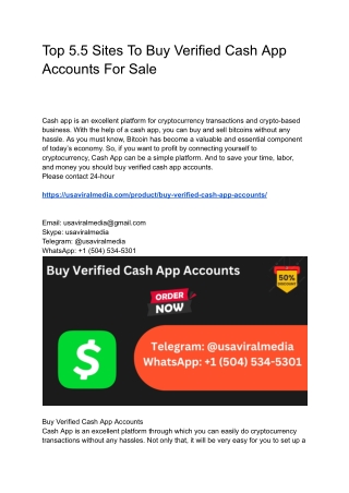 Top 5.5 Sites To Buy Verified Cash App Accounts For Sale