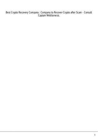 Best Crypto Recovery Company : Company to Recover Crypto after Scam