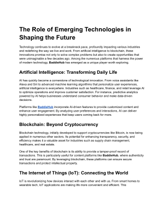 The Role of Emerging Technologies in Shaping the Future