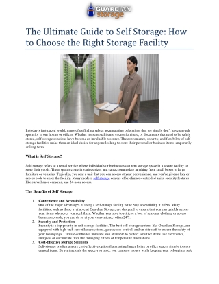 The Ultimate Guide to Self Storage How to Choose the Right Storage Facility