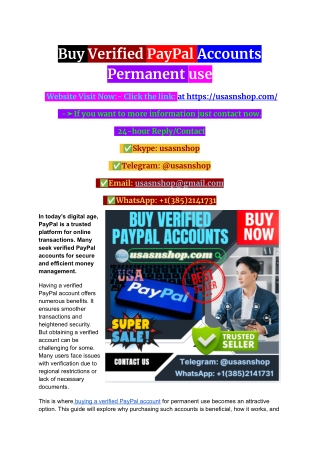 Buy Verified PayPal Accounts Permanent use