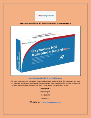 oxycodon aurobindo 40 mg Netherlands | Buyoxazepam