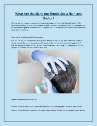 What Are the Signs You Should See a Hair Loss Doctor