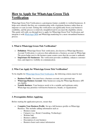 How to Apply for WhatsApp Green Tick Verification