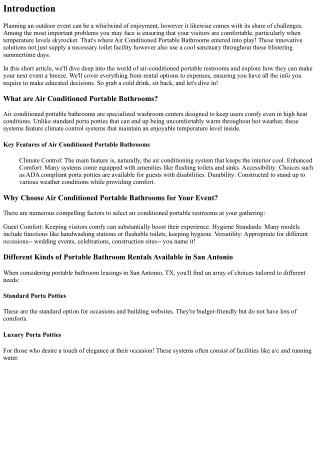 Air Conditioned Portable Bathrooms: Beat the Heat at Your Event!