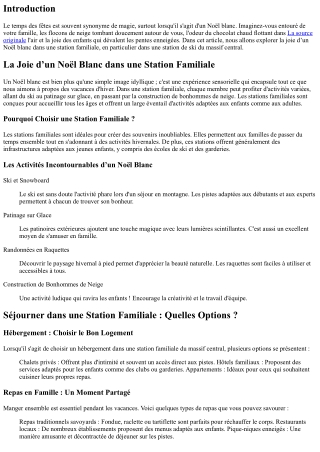 La Joie d’un Noël Blanc dans une Station Familiale