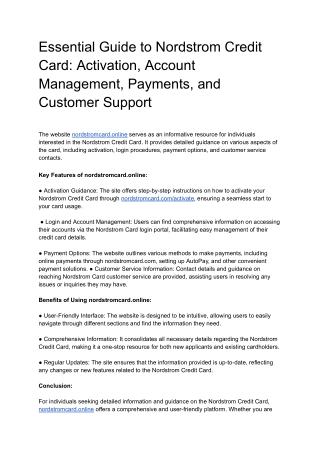 Essential Guide to Nordstrom Credit Card_ Activation, Account Management, Payments, and Customer Support