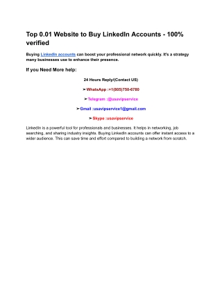 Top 0.01 Website to Buy LinkedIn Accounts - 100% verified