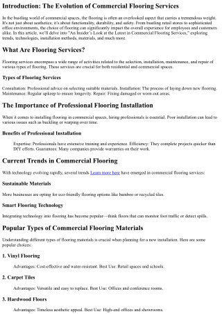 An Insider’s Look at the Latest in Commercial Flooring Services